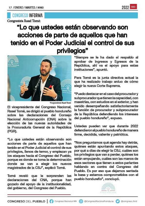 “Lo que ustedes están observando son acciones de parte de aquellos que han tenido en el Poder Judicial el control de sus privilegios”